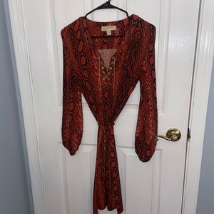 Michael Kors Orange Snake Skin Print Dress